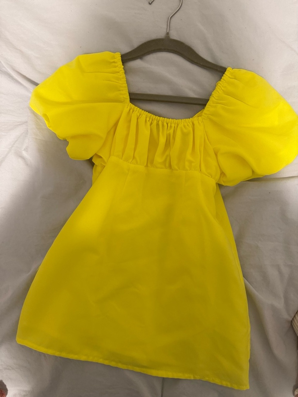 GB girls Bright Yellow Puff Sleeve Dress